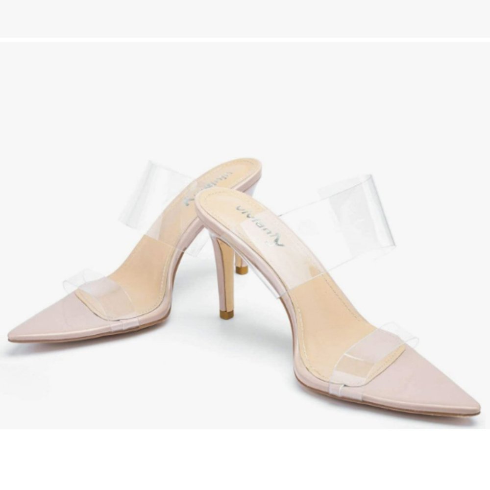 Vivianly Clear Pointed Toe Stiletto Transparent Straps Heel Sandal NEW in BOX